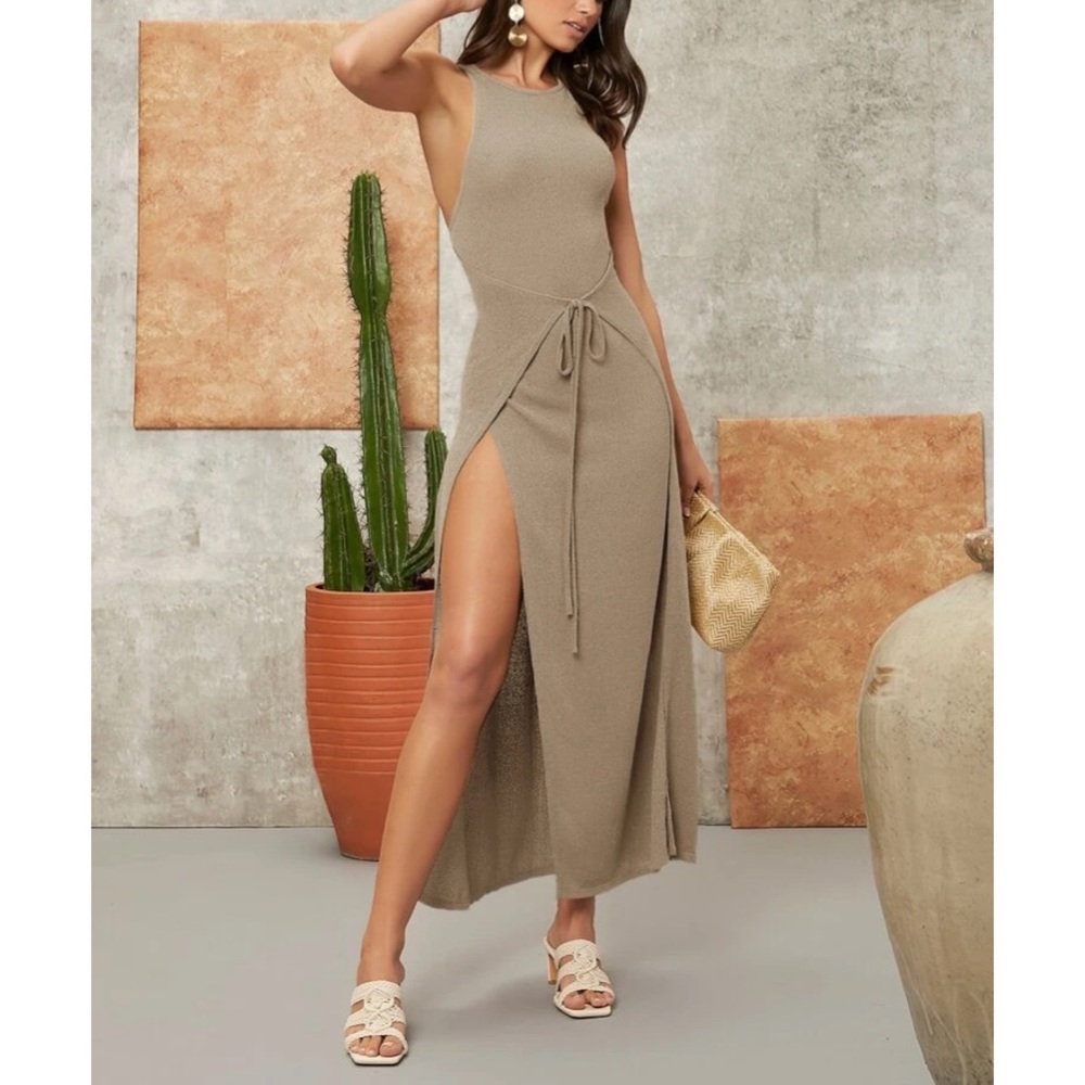 Frances Tie Front Split Thigh Dress